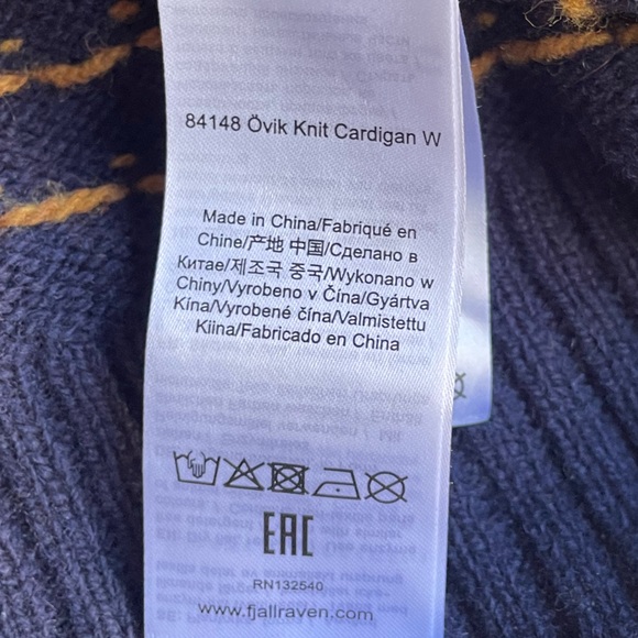 Fjällräven Women's Övik Knit Cardigan In Blue Wool Button Up Front Fair Isle SMA - Picture 13 of 16